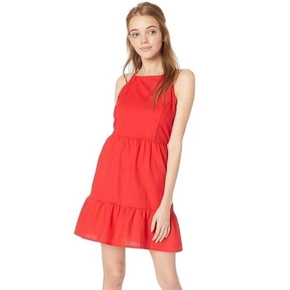 CLEARANCE NWT Bright Red Ruffle Halter Mini Dress New Nebraska UGA Ohio State